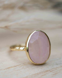 Rose Quartz Ring * 18k Gold Plated Ring * Statement Ring * Gemstone Ring * Pink * Bridal Ring * Wedding Ring *Organic Ring * Natural *BJR247