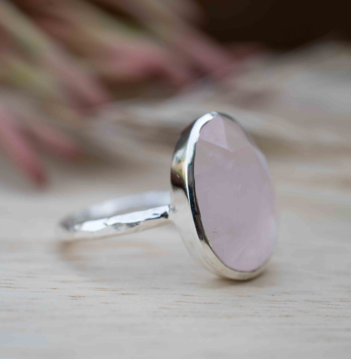 Rose Quartz Sterling Silver Ring*Silver Ring*Statement Ring*Gemstone Ring*Pink*Bridal Ring * Organic Ring * Natural * BJR248