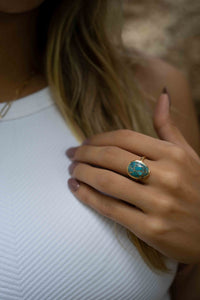 Turquoise Gold Plated Ring *Gold Ring *Statement Ring *Gemstone *Copper Turquoise Ring* Natural *Organic Ring * Ocean* Blue Ring * BJR244