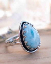 Larimar Ring * Tear Drop * Sterling Silver 925 * Gemstone * Natural * Statement * Handmade * Semi Precious Stone * Bohemian * Chic * BJR263