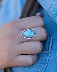 Larimar Ring * Tear Drop * Sterling Silver 925 * Gemstone * Natural * Statement * Handmade * Semi Precious Stone * Bohemian * Chic * BJR263