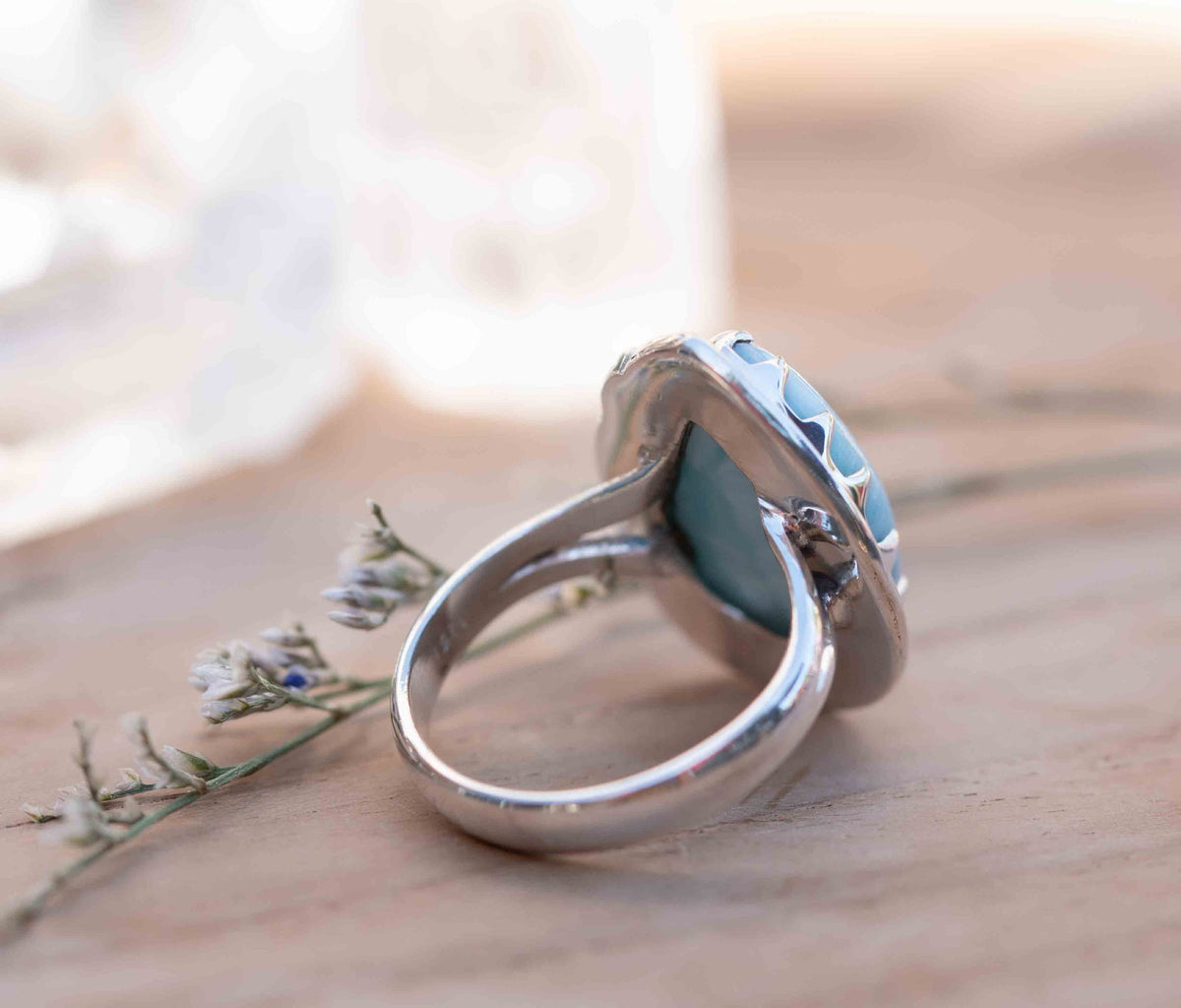 Larimar Ring * Tear Drop * Sterling Silver 925 * Gemstone * Natural * Statement * Handmade * Semi Precious Stone * Bohemian * Chic * BJR263
