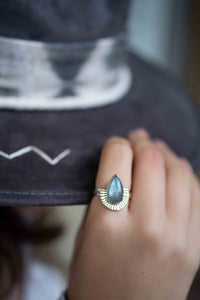 Labradorite Ring * Sterling Silver and Brass * Filigree * Handmade * Gemstone * Statement * Jewelry * Bycila * Gift For Her * BJR195