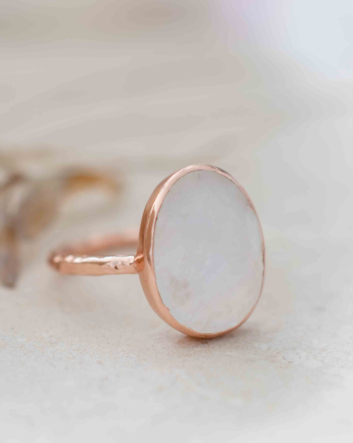 Moonstone Rose Gold Plated Ring *  Statement Ring * Gemstone Ring * Rainbow Moonstone * Rose Gold Ring  * BJR243