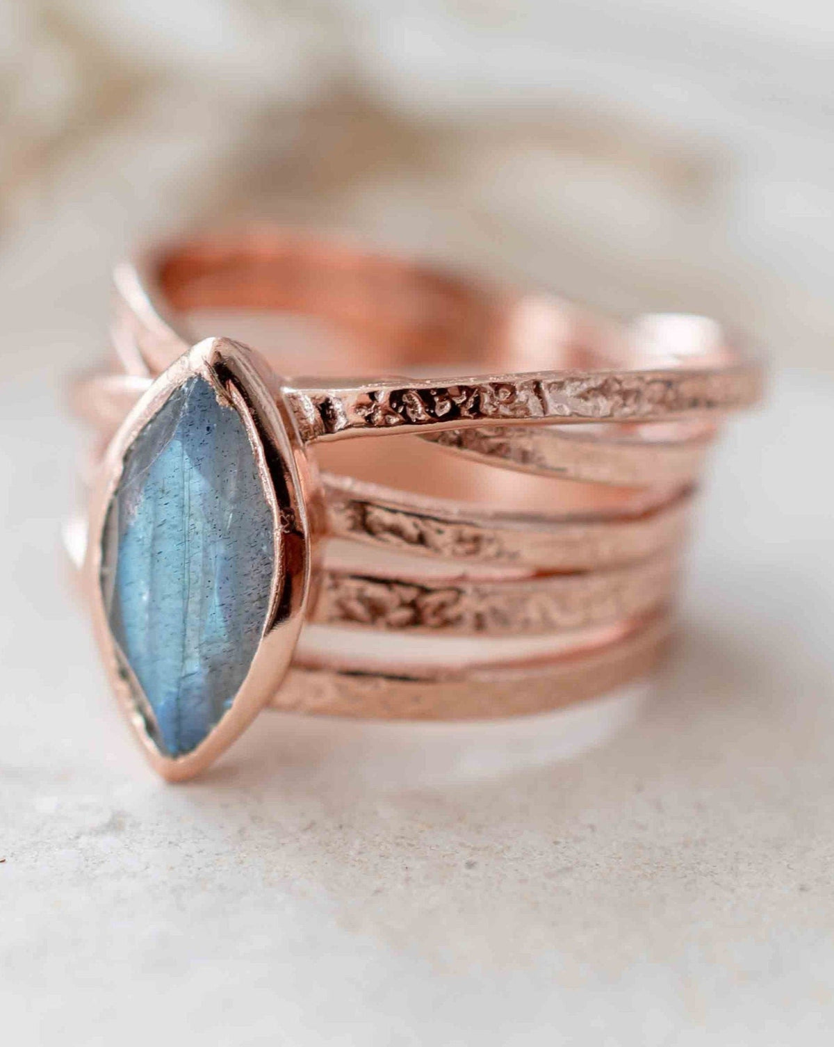 Labradorite Ring * Rose Gold Plated Ring * Statement Ring *Gemstone Ring *Labradorite *Bridal Ring *Organic Ring *Natural *BJR218