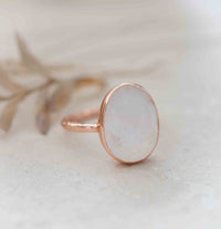 Moonstone Rose Gold Plated Ring *  Statement Ring * Gemstone Ring * Rainbow Moonstone * Rose Gold Ring  * BJR243