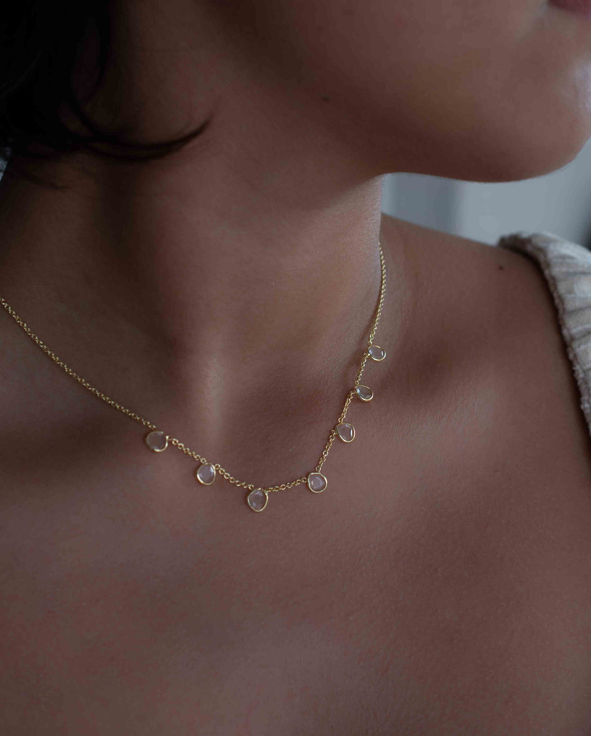 Labradorite, Moonstone or Clear Quartz Necklace * Gold Plated * Handmade * Minimalist * Layered * Gemstone *Birthstone *Gift for Her* BJN167