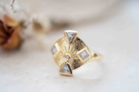 Moonstone & Zirconia Ring * Gold Plated Ring * Statement Ring *Gemstone Ring * Rainbow * Bridal Ring *Wedding Ring  * BJR260