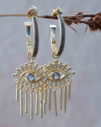 Labradorite Mosaic Earrings *Stud * Gold Plated 18k *Post * Gemstone * Statement * handmade * Every day * bohemian * ByCila  * BJE207