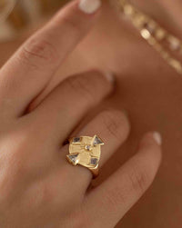 Luthera Ring * Moonstone & Zirconia Ring * Gold Plated Ring * BJR260 * Bycila