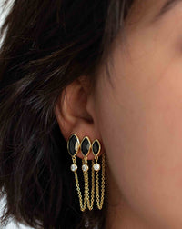 Mia Earrings Black Onyx & Zirconia * Gold Plated  * BJE233