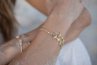 Half Moon Bracelet * Labradorite, Moonstone and Rose Quartz / Cubic Zirconia * Boho Bracelet * Half Moon * Gemstone * Modern * Layered * BJB