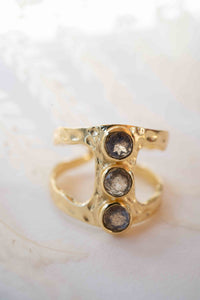 Labradorite Adjustable Ring * Gold Plated Ring * Statement Ring *Gemstone Ring * Labradorite * Hammered Ring  * BJR278