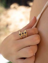 Labradorite Adjustable Ring * Gold Plated Ring * Statement Ring *Gemstone Ring * Labradorite * Hammered Ring  * BJR278