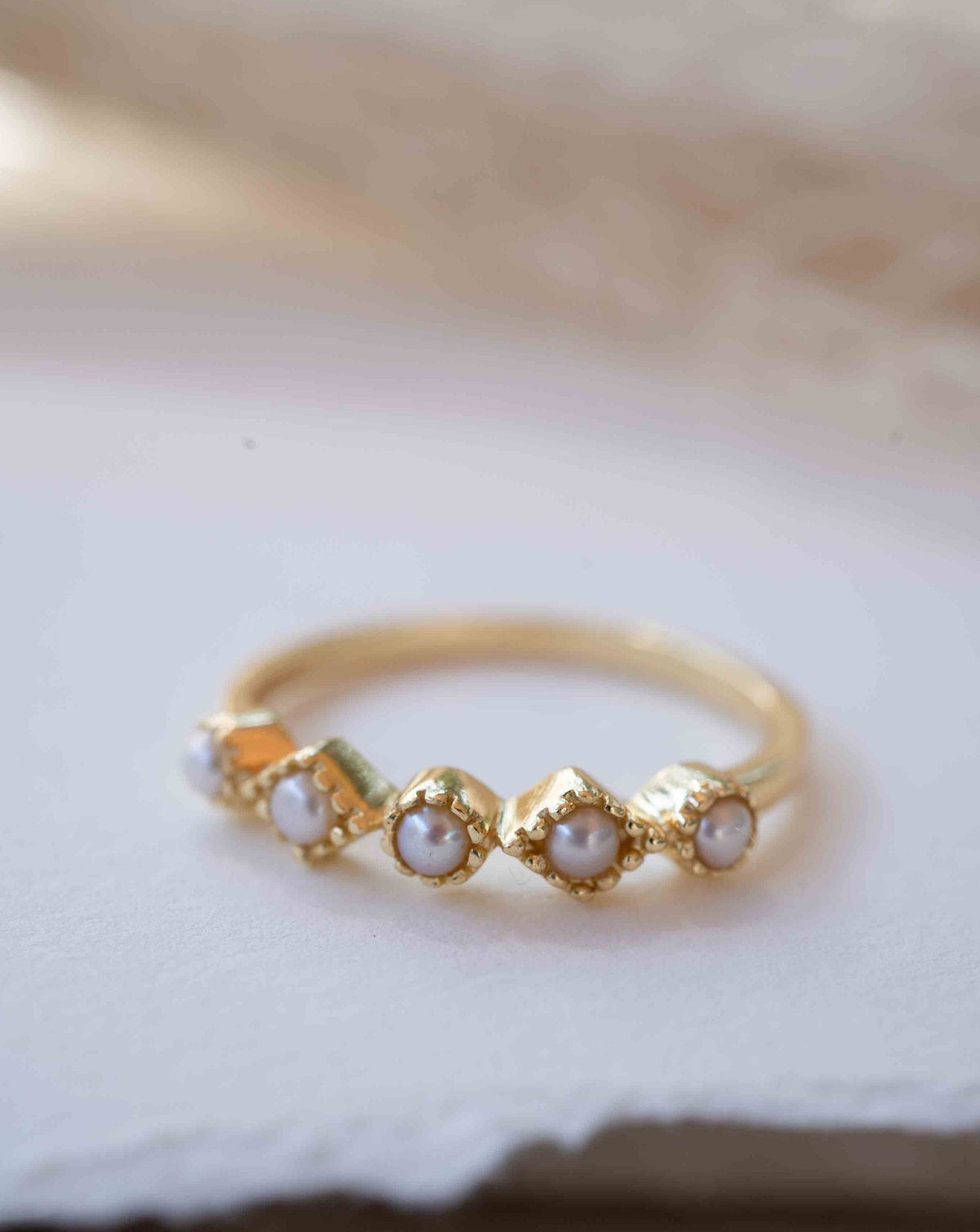 Fresh Water Pearl  Ring * Gold Plated Ring * Statement Ring *Gemstone Ring * Wedding Ring * Geometric  * BJR266