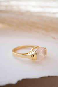 Rose Quartz Ring * 18k Gold Plated Ring * Statement Ring * Gemstone Ring * Pink * Bridal Ring * Wedding Ring *Organic Ring * Natural *BJR274