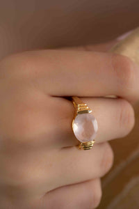 Rose Quartz Ring * 18k Gold Plated Ring * Statement Ring * Gemstone Ring * Pink * Bridal Ring * Wedding Ring *Organic Ring * Natural *BJR274
