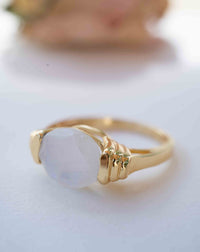 Moonstone Gold Plated Ring *  Statement Ring * Gemstone Ring * Rainbow Moonstone * Gold Ring  * Modern Ring Statement * BJR276