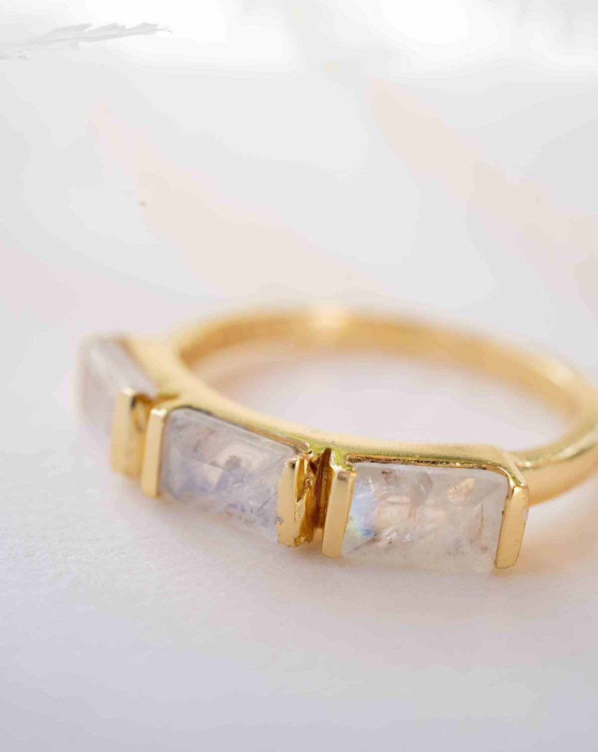 Moonstone Gold Plated Ring * Stackable * Statement Ring * Gemstone Ring * Rainbow Moonstone * Gold Ring  * Modern Ring Statement * BJR268