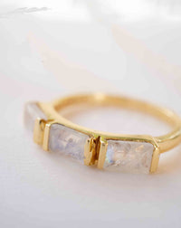 Moonstone Gold Plated Ring * Stackable * Statement Ring * Gemstone Ring * Rainbow Moonstone * Gold Ring  * Modern Ring Statement * BJR268