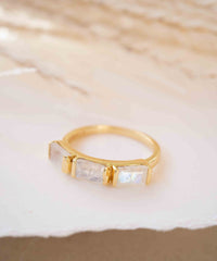 Moonstone Gold Plated Ring * Stackable * Statement Ring * Gemstone Ring * Rainbow Moonstone * Gold Ring  * Modern Ring Statement * BJR268