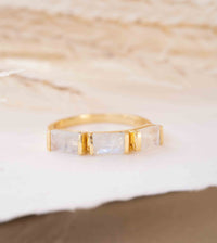 Moonstone Gold Plated Ring * Stackable * Statement Ring * Gemstone Ring * Rainbow Moonstone * Gold Ring  * Modern Ring Statement * BJR268