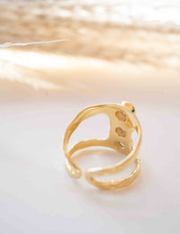 Moonstone Gold Plated Ring *  Hammered * Adjustable * Statement Ring * Gemstone Ring * Rainbow Moonstone * Gold Ring  * BJR277