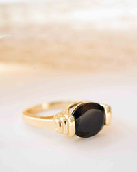 Black Onyx Ring * Gold Plated Ring * Statement Ring *Gemstone Ring * Black stone * Bridal Ring *Wedding Ring  * BJR273