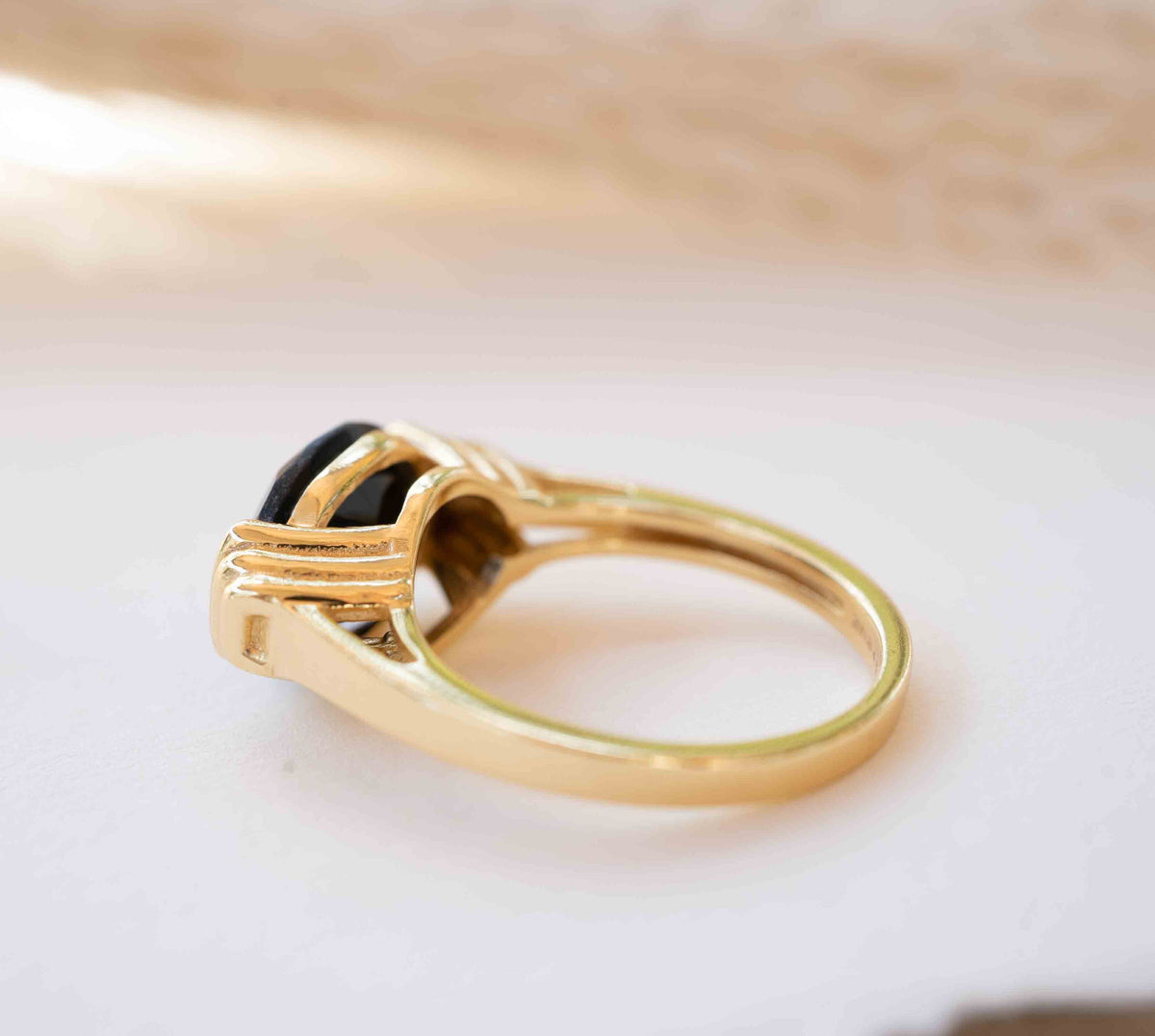 Black Onyx Ring * Gold Plated Ring * Statement Ring *Gemstone Ring * Black stone * Bridal Ring *Wedding Ring  * BJR273