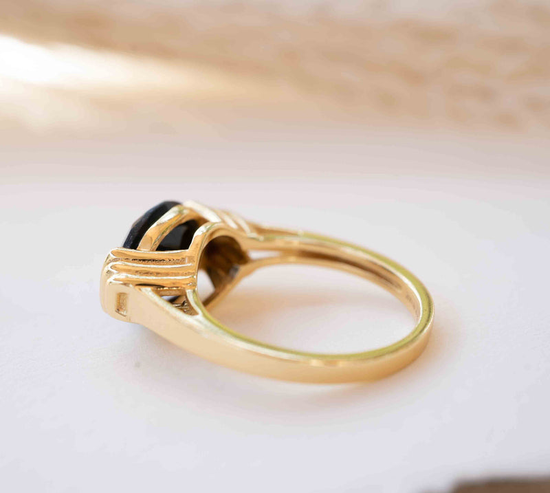 Black Onyx Ring * Gold Plated Ring * Statement Ring *Gemstone Ring * Black stone * Bridal Ring *Wedding Ring  * BJR273