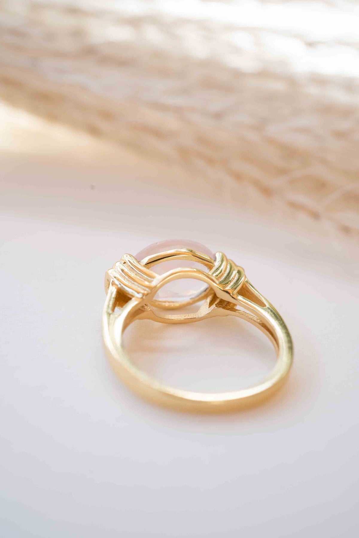 Rose Quartz Ring * 18k Gold Plated Ring * Statement Ring * Gemstone Ring * Pink * Bridal Ring * Wedding Ring *Organic Ring * Natural *BJR274