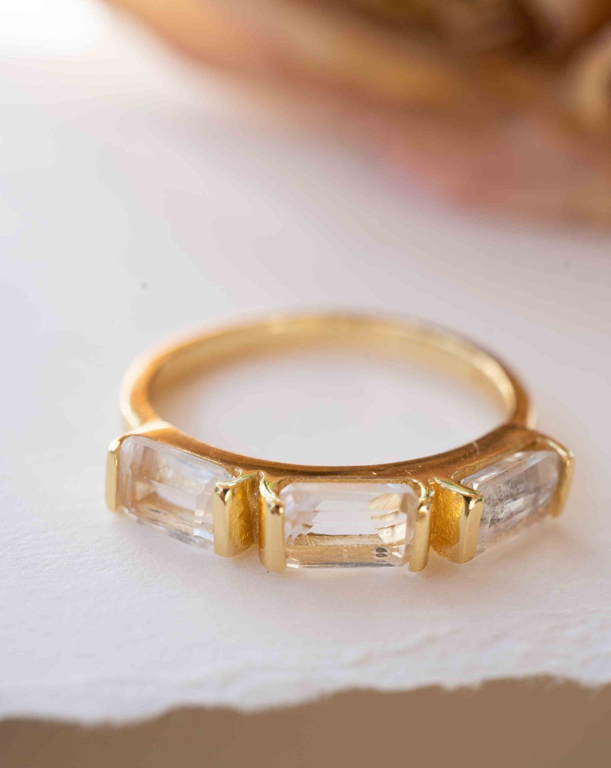 Clear Quartz Ring * Stackable *Gold Plated Ring * Statement Ring *Gemstone Ring * Bridal Ring *Wedding Ring  * BJR70