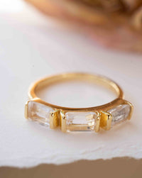 Clear Quartz Ring * Stackable *Gold Plated Ring * Statement Ring *Gemstone Ring * Bridal Ring *Wedding Ring  * BJR70