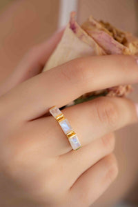 Moonstone Gold Plated Ring * Stackable * Statement Ring * Gemstone Ring * Rainbow Moonstone * Gold Ring  * Modern Ring Statement * BJR268