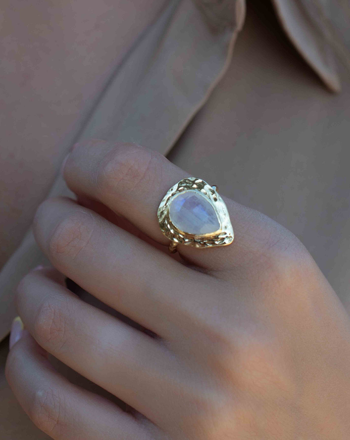 Moonstone Gold Plated Ring * Statement Ring * Gemstone Ring * Rainbow Moonstone * Gold Ring * Large Ring Statement * BJR292