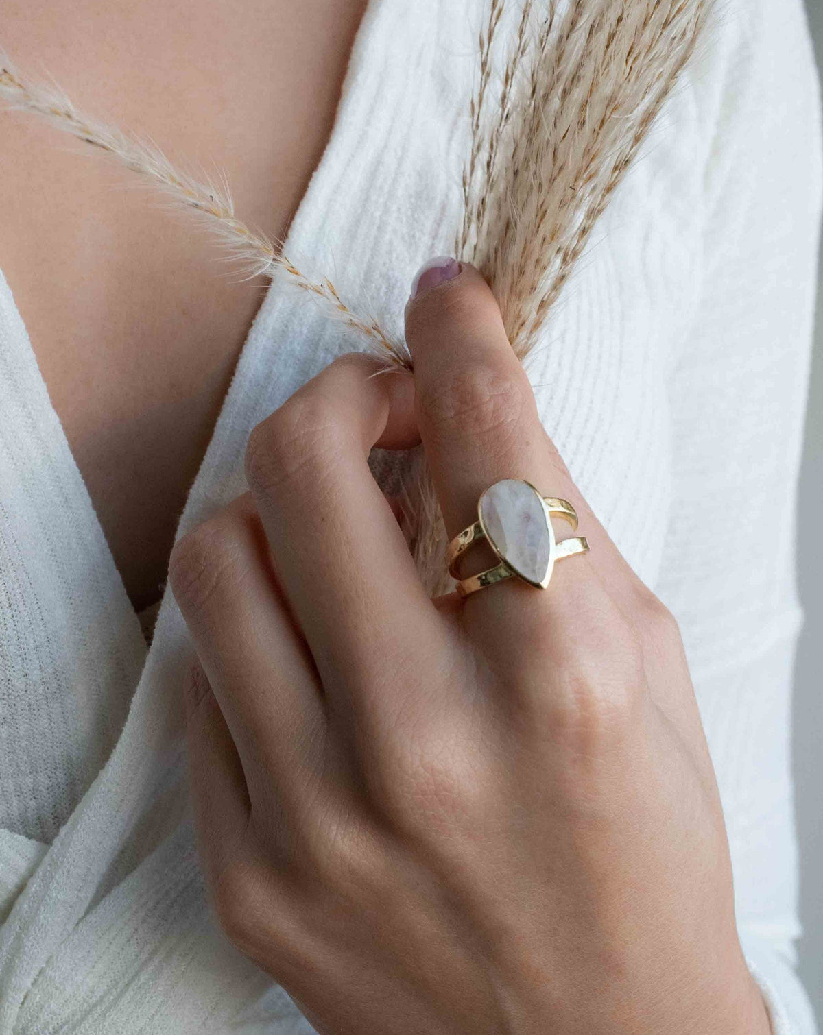 Moonstone Gold Plated Ring * Statement Ring * Gemstone Ring * Rainbow Moonstone * Gold Ring * Large Ring Statement * BJR310