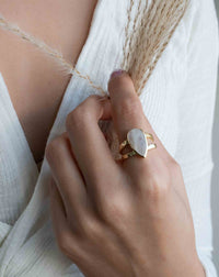 Moonstone Gold Plated Ring * Statement Ring * Gemstone Ring * Rainbow Moonstone * Gold Ring * Large Ring Statement * BJR310
