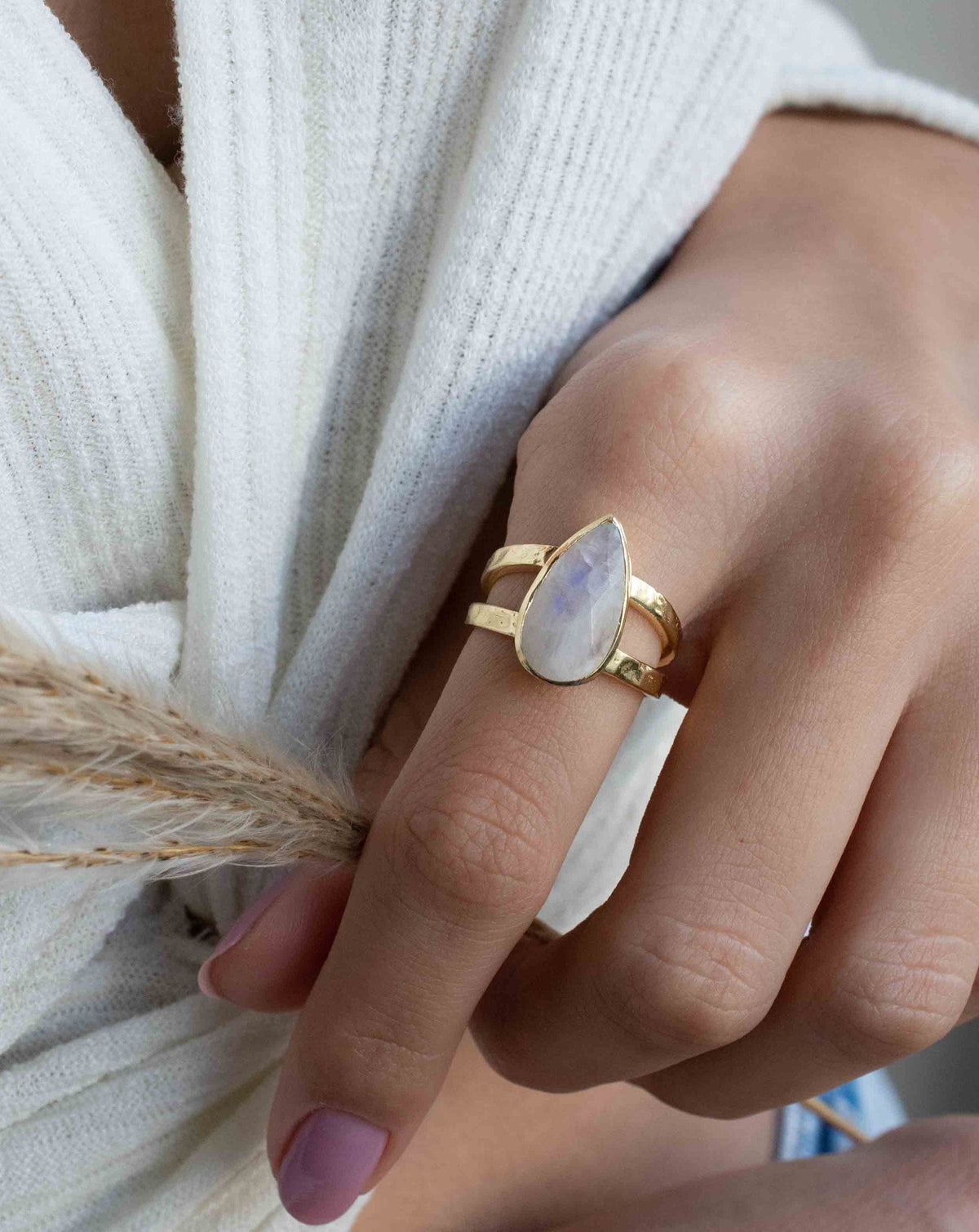 Moonstone Gold Plated Ring * Statement Ring * Gemstone Ring * Rainbow Moonstone * Gold Ring * Large Ring Statement * BJR310