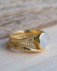 Moonstone Gold Plated Ring * Statement Ring * Gemstone Ring * Rainbow Moonstone * Gold Ring * BJR299