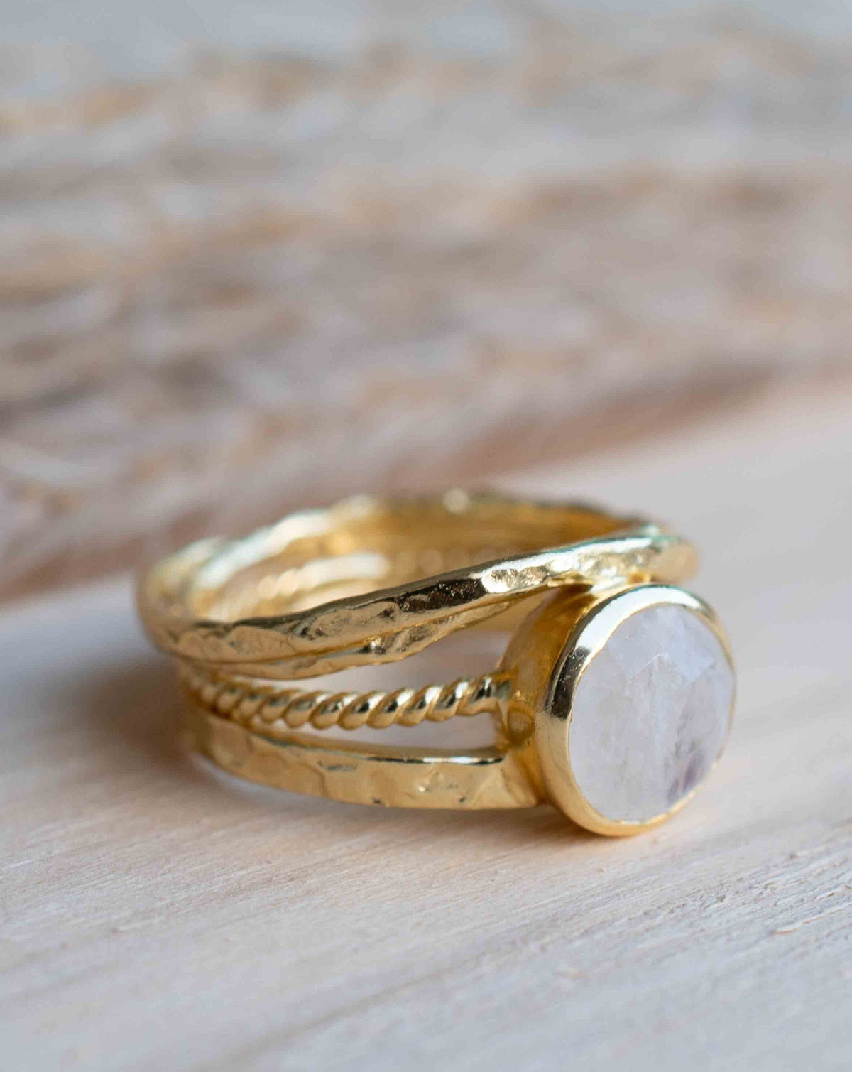 Moonstone Gold Plated Ring * Statement Ring * Gemstone Ring * Rainbow Moonstone * Gold Ring * BJR299