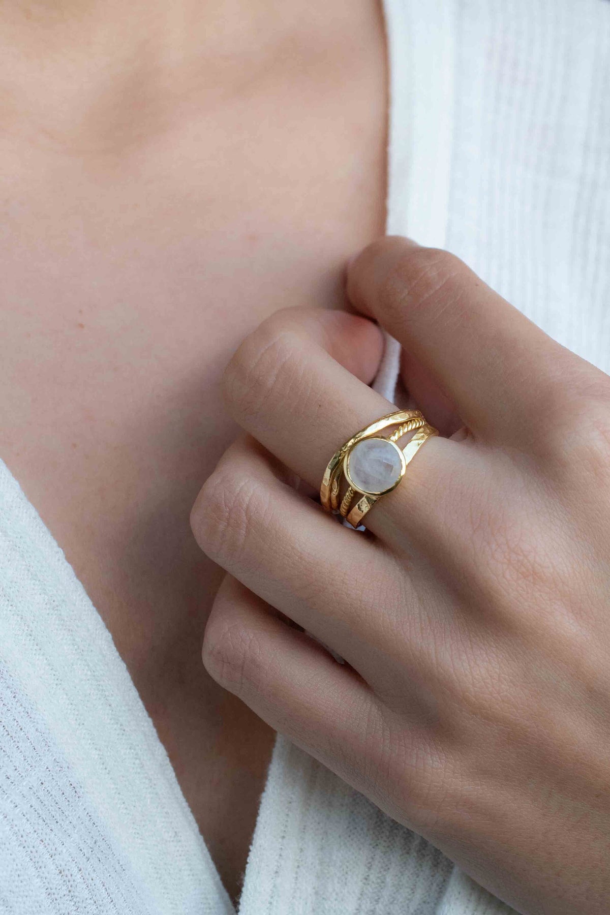 Moonstone Gold Plated Ring * Statement Ring * Gemstone Ring * Rainbow Moonstone * Gold Ring * BJR299