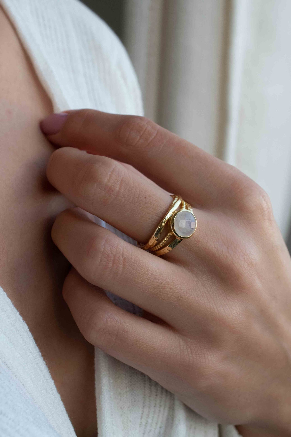 Moonstone Gold Plated Ring * Statement Ring * Gemstone Ring * Rainbow Moonstone * Gold Ring * BJR299