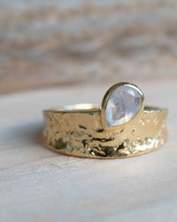Moonstone Gold Plated Ring * Statement Ring * Gemstone Ring * Rainbow Moonstone * Gold Ring * Large Ring Statement * BJR289