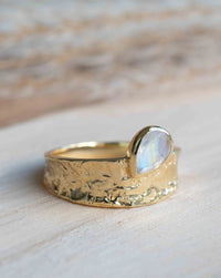 Moonstone Gold Plated Ring * Statement Ring * Gemstone Ring * Rainbow Moonstone * Gold Ring * Large Ring Statement * BJR289