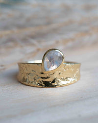 Moonstone Gold Plated Ring * Statement Ring * Gemstone Ring * Rainbow Moonstone * Gold Ring * Large Ring Statement * BJR289