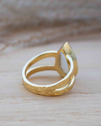 Moonstone Gold Plated Ring * Statement Ring * Gemstone Ring * Rainbow Moonstone * Gold Ring * Large Ring Statement * BJR310