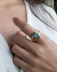 Rainbow Labradorite Ring * Gold Ring * Gemstone * Gold Plated * Statement *Bridal *Wedding * Natural *Handmade * BJR309