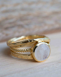 Moonstone Gold Plated Ring * Statement Ring * Gemstone Ring * Rainbow Moonstone * Gold Ring * BJR299