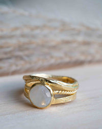 Lucy Ring * Moonstone * Gold Plated * BJR299 * Bycila