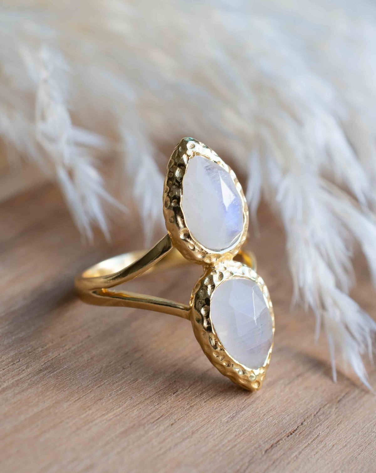 Moonstone Gold Plated Ring * Statement Ring * Gemstone Ring * Rainbow Moonstone * Gold Ring * BJR307